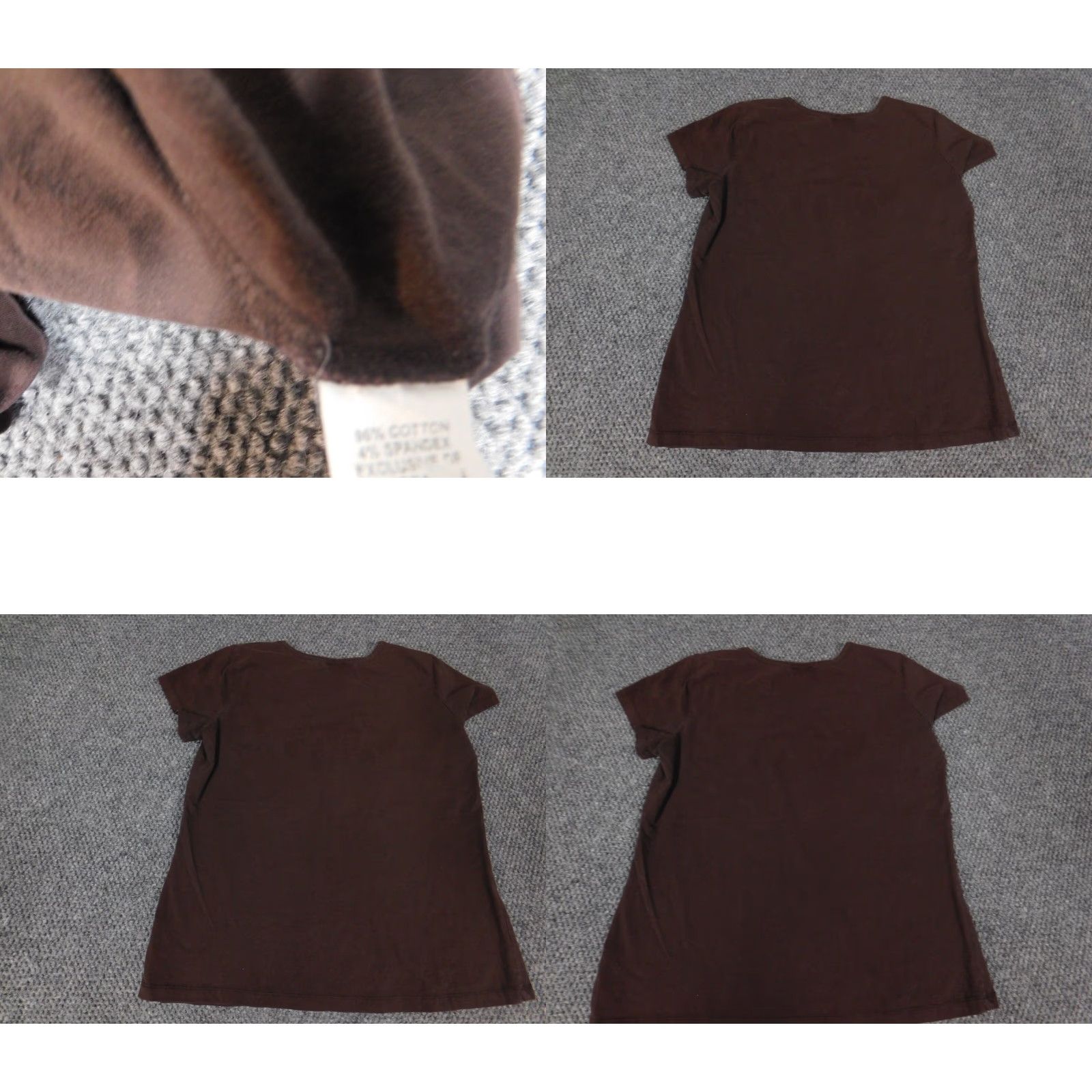 Vintage Choices Womens Blouse Short Sleeve Collared Pullover Cotton Spandex Brown S Smart Casual Shirt - Busy Designer Basic Regular Womens Size S Size S / US 4 / IT 40 - 8 Thumbnail