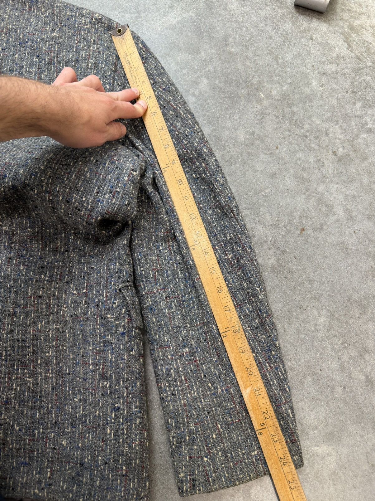 Vintage 50s Grey Black/Blue/Red Atomic Fleck Wool Rockabilly Jacket Size 44R - 20 Thumbnail