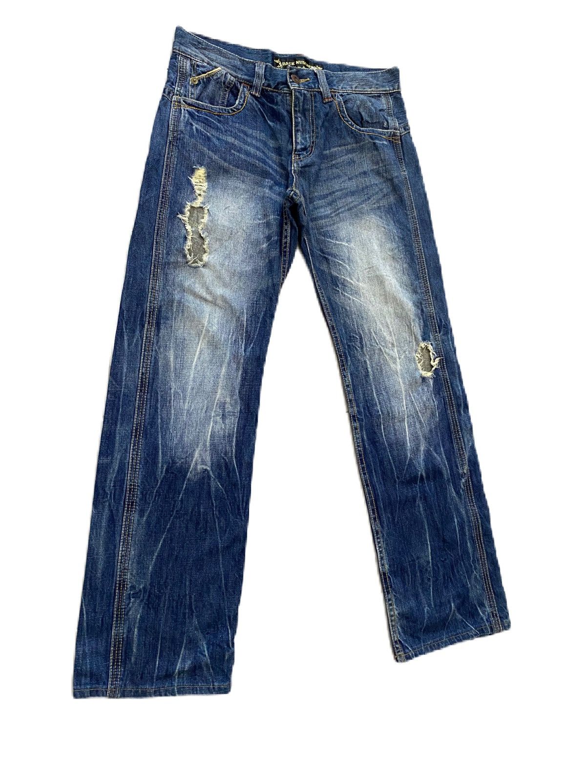 If Six Was Nine × Japanese Brand × Junya Watanabe JAPAN BRAND BACK NUMBER THRASHED DENIM GRUNGE STYLE Size US 32 / EU 48 - 3 Thumbnail