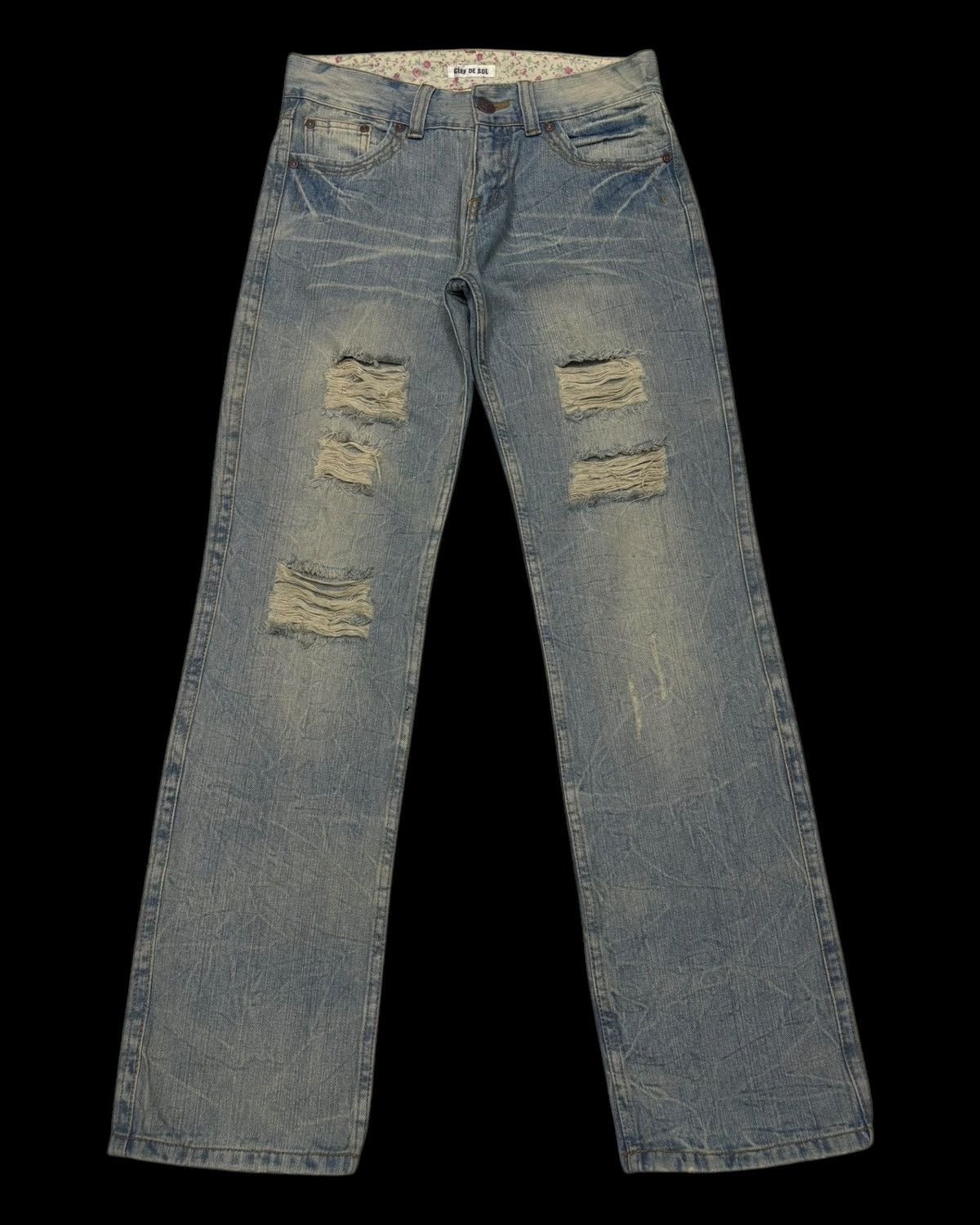 If Six Was Nine × Japanese Brand × Le Grande Bleu (L.G.B.) RIPPED 🇯🇵 CLEF DE SOL JAPANESE DISTRESSED DENIM JEANS Size US 30 / EU 46 - 1 Thumbnail