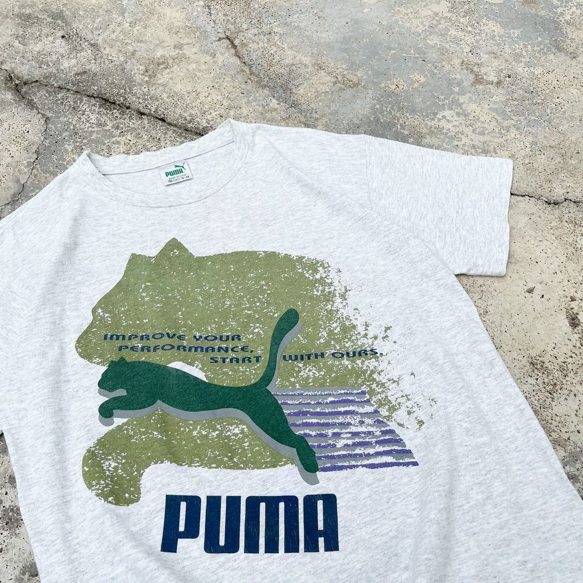 Puma Vintage 90s Puma Made In Usa Nice Print Out Design Tee Rare Size US M / EU 48-50 / 2 - 2 Thumbnail