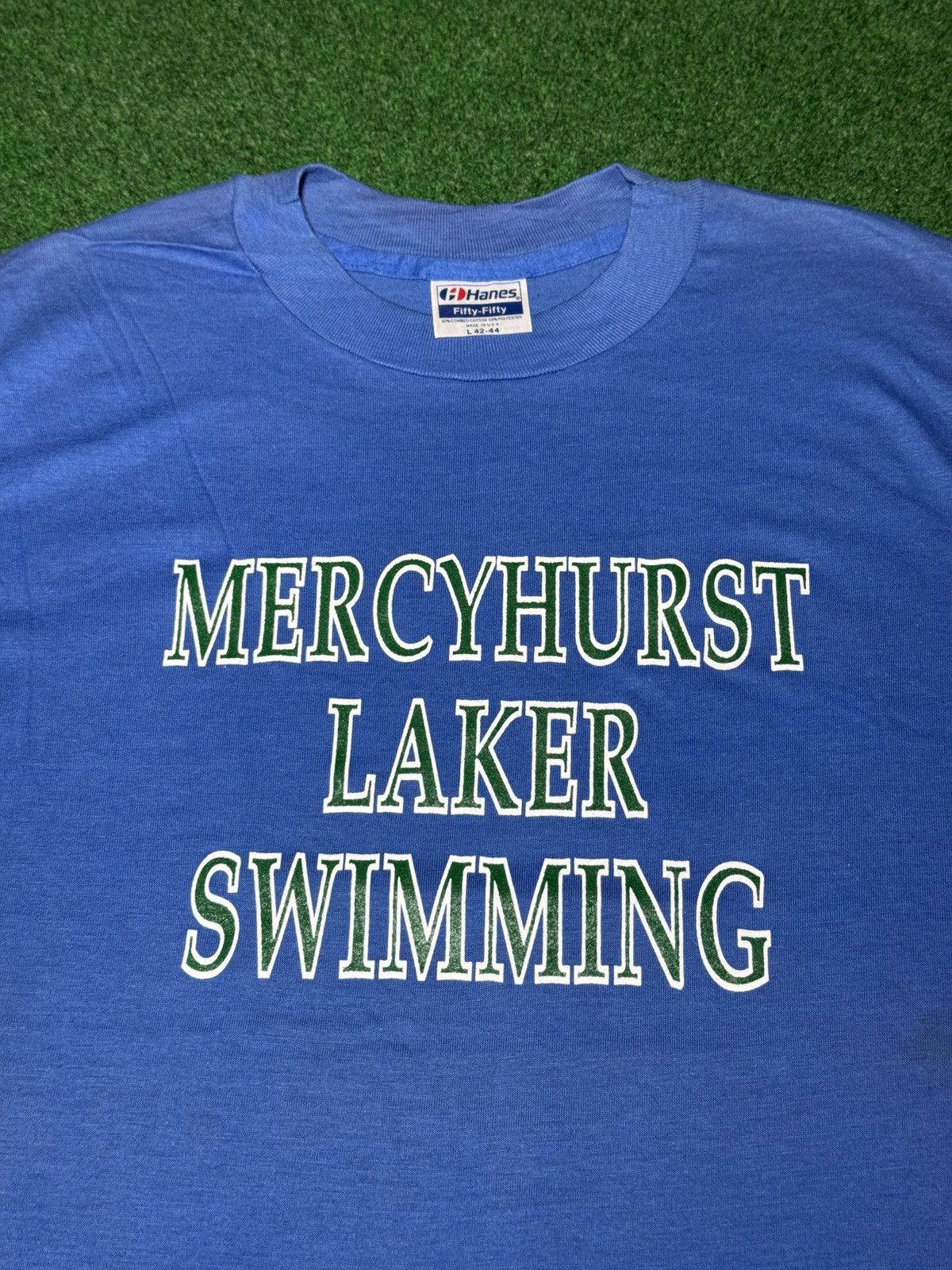 Hanes Mercyhurst Laker Swimming Vintage 80s 90s 20x28 T Shirt Size US L / EU 52-54 / 3 - 2 Thumbnail
