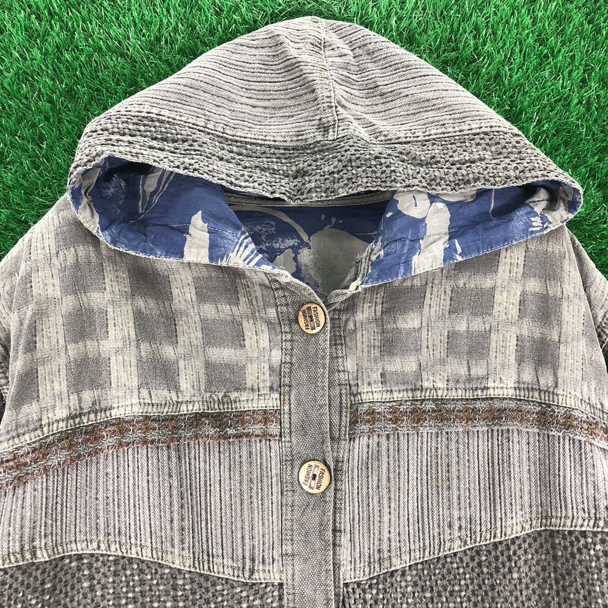 Japanese Brand Vintage 90's Multi Fabric Jacket Hoodie by Jun Young Size US XL / EU 56 / 4 - 7 Thumbnail