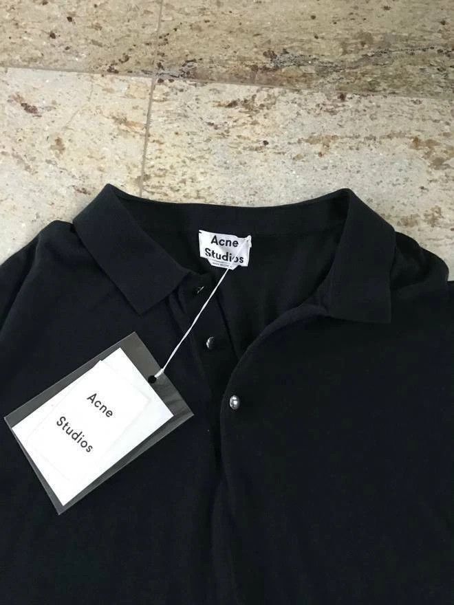 Acne Studios ACNE STUDIOS Koin knitted cotton polo shirt black s/s 16 Size US S / EU 44-46 / 1 - 5 Thumbnail