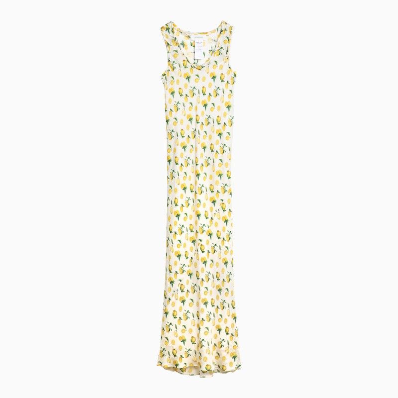 image of Sportmax Vanilla Long Dress With Silk Lemon Print, Women's (Size Medium)