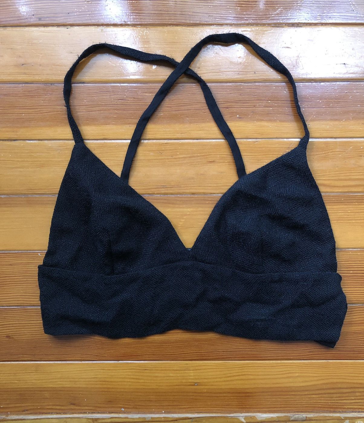 image of Vintage Prada Knit Bralette in Black, Women's (Size Small)