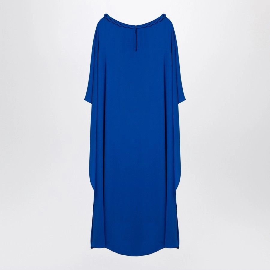 Valentino o1d2blof1024 Silk Midi Dress in Blue Size M / US 6-8 / IT 42-44 - 2 Thumbnail
