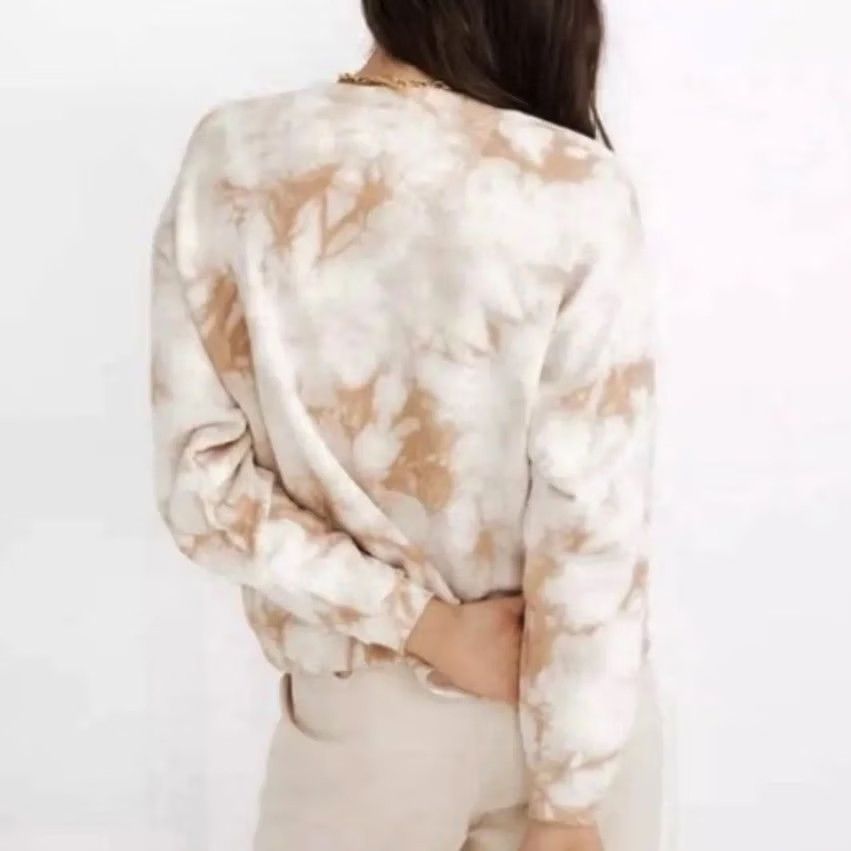 Madewell Madewell Tie-Dye Sweatshirt Crewneck Pullover (Re)sourced Cotton White Tan Sz S Women Long Sleeve Pullover Tan 100% Cotton Vintage? Size S / US 4 / IT 40 - 6 Thumbnail