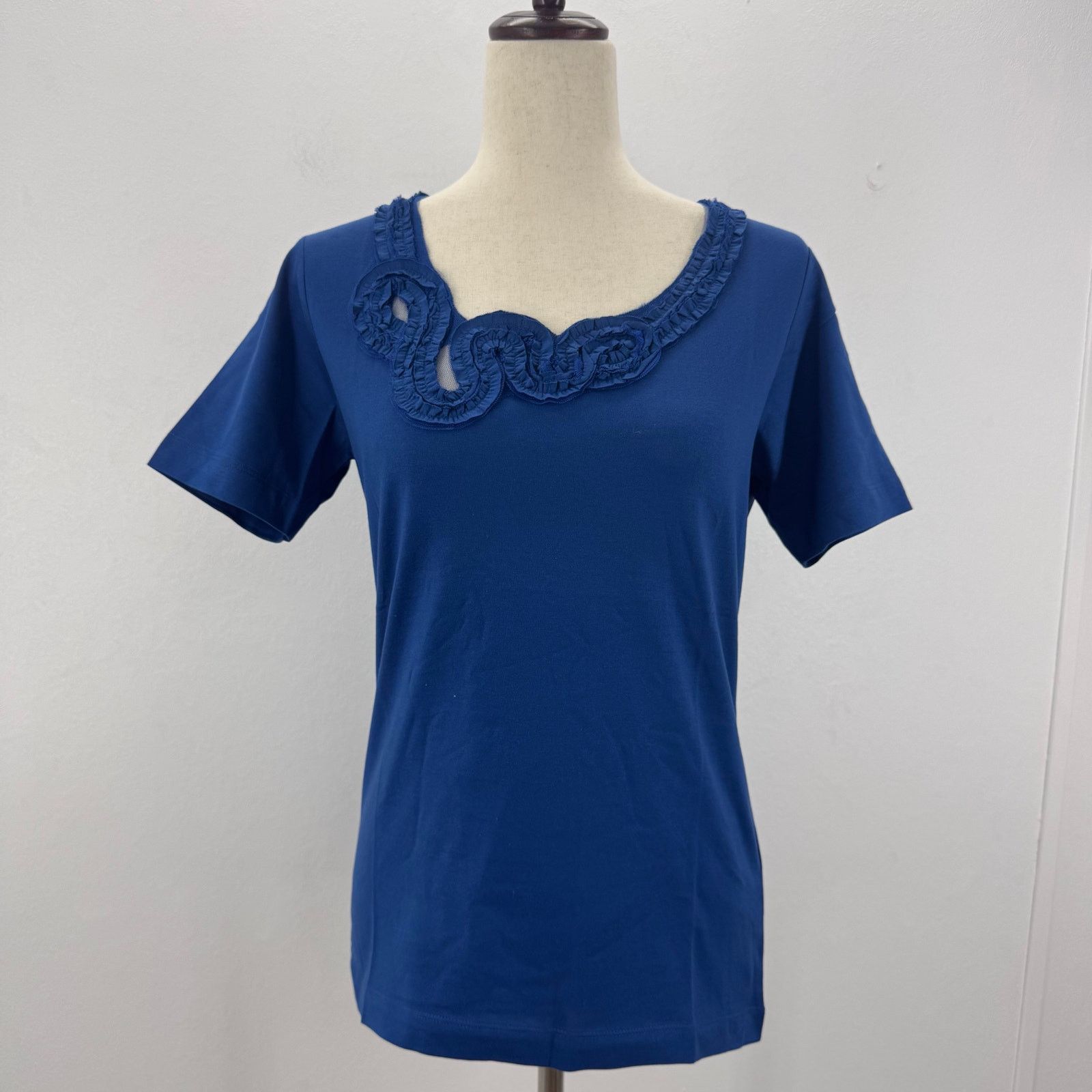 Vass Joan Vass Women's Mesh Neck Tee Persian Blue size 1/M Casual Size M / US 6-8 / IT 42-44 - 1 Thumbnail