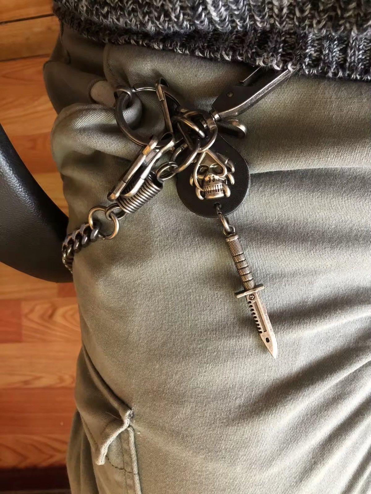 Jewelry Y2K Punk Goth Emo Skull Knife Wallet Chain Size ONE SIZE - 5 Thumbnail