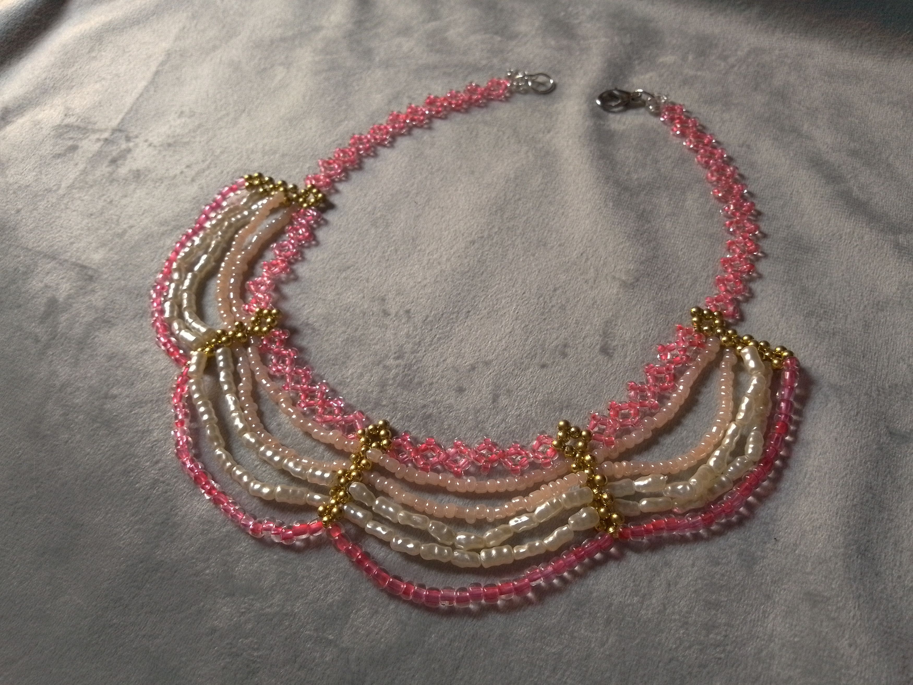 Handmade Necklace/Collar Pink Elegant Fresh Water Pearls Size ONE SIZE - 8 Thumbnail