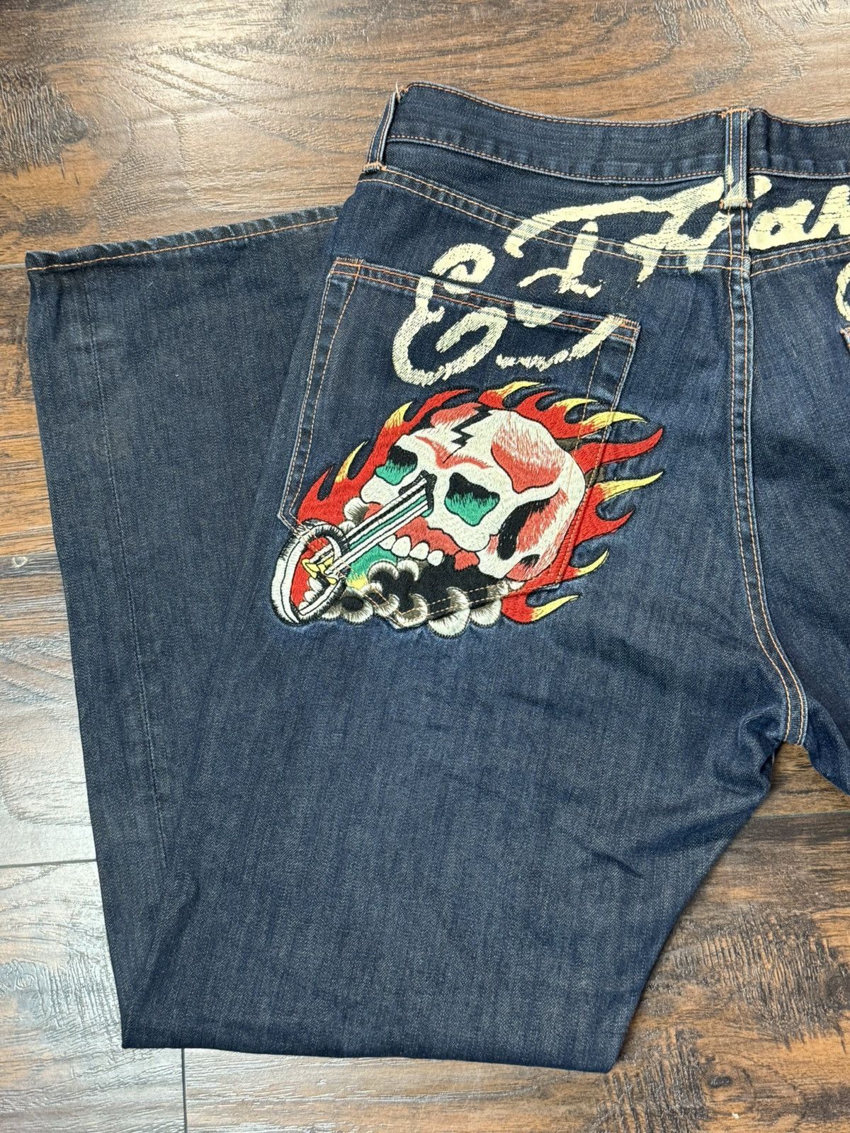 Ed Hardy Ed Hardy Jeans Embroidered Denim Relaxed Skull 40x34 Size US 40 / EU 56 - 6 Thumbnail