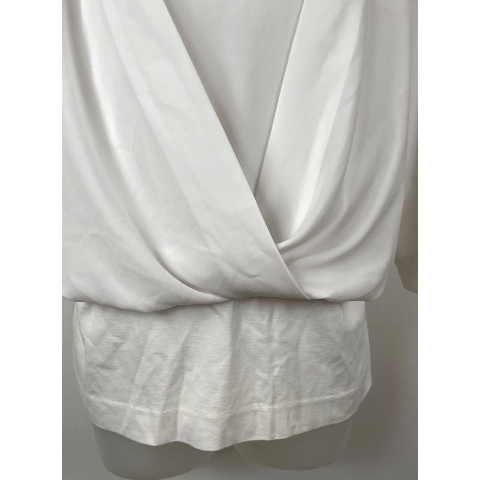 Vintage Cabi Blouse Womens Small White Draped Faux Wrap 3/4 Sleeve Zip Back Top Shirt Size S / US 4 / IT 40 - 4 Thumbnail