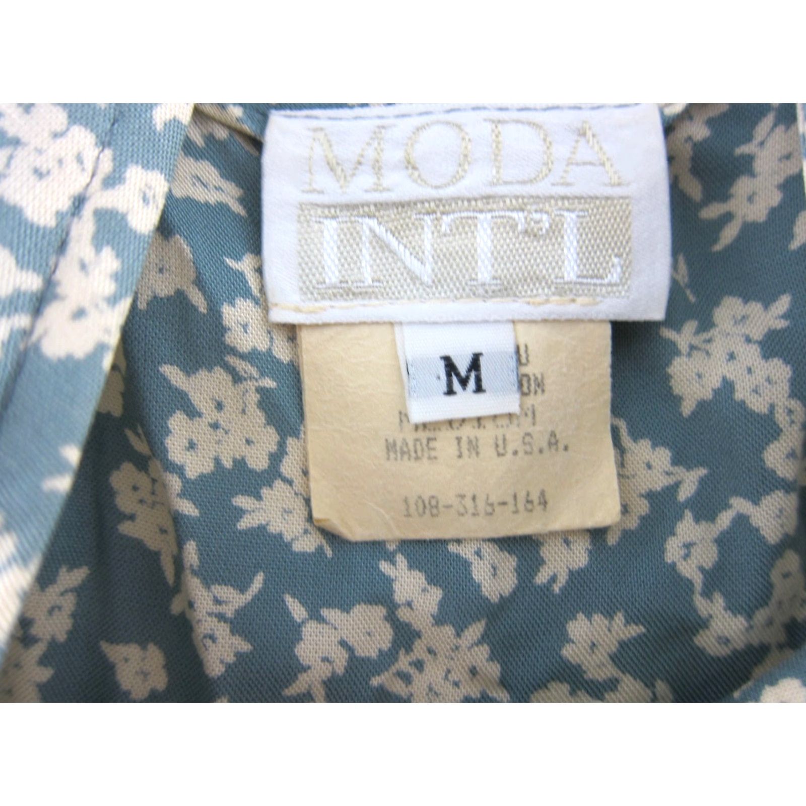 Vintage VINTAGE Moda Int'l Blue Ivory Floral Rayon Pocket Romper Woman Medium Shirt Size 32" / US 10 / IT 46 - 3 Thumbnail