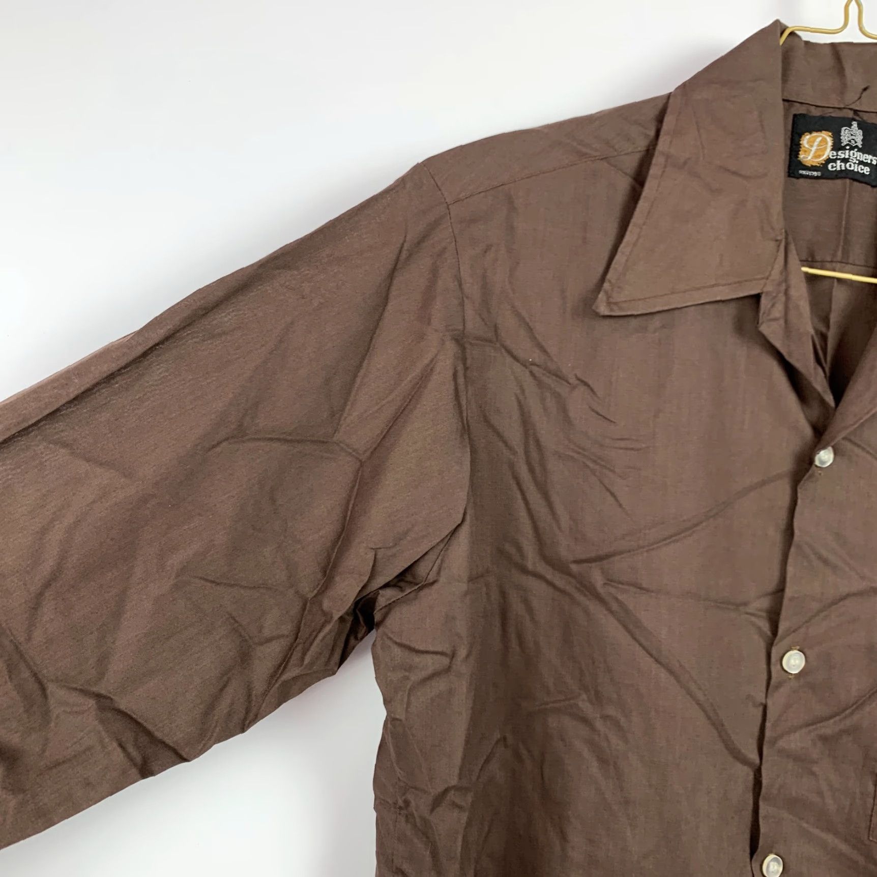 Vintage VINTAGE Designers Choice Dress Shirt Mens 70s Solid Brown Long Sleeve 15 15.5 Size M Size 40R - 4 Thumbnail