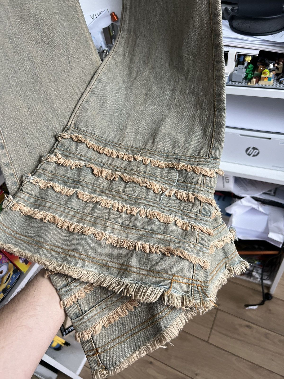 Japanese Brand Vintage Y2K wide leg flared denim pants 32 avantagarde Size 32" / US 10 / IT 46 - 3 Thumbnail