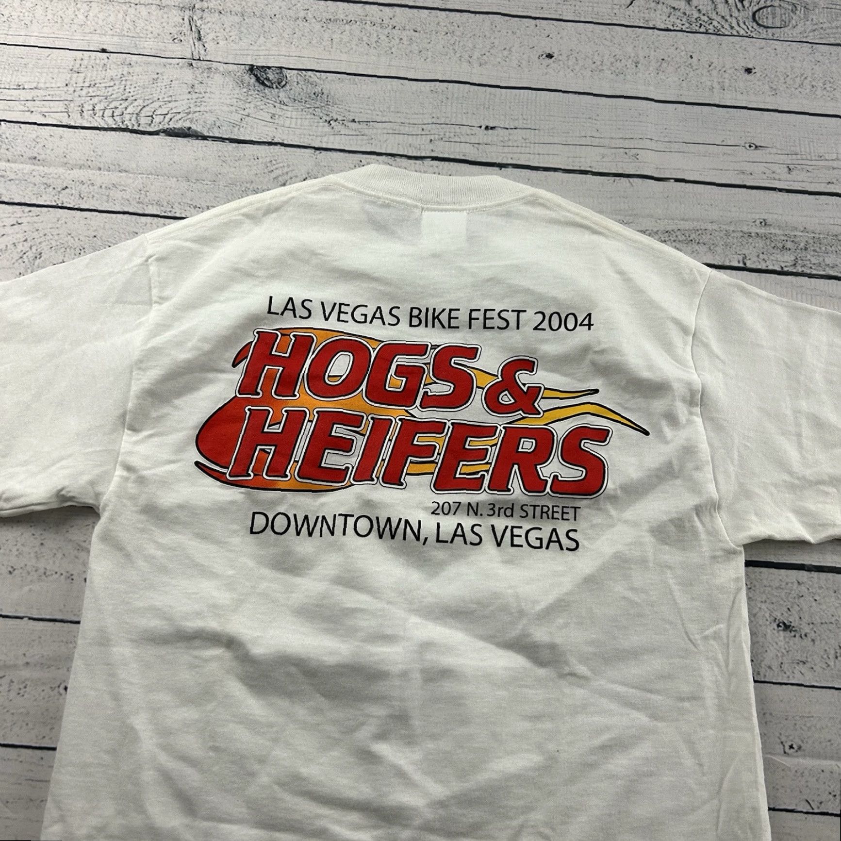 Vintage VTG Hogs & Heifers Las Vegas Short Sleeve Shirt Men S White Size US S / EU 44-46 / 1 - 6 Thumbnail