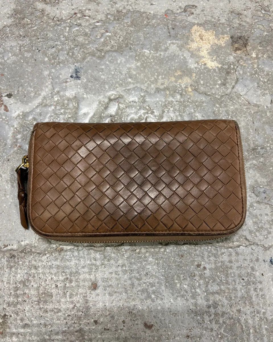 Bottega Veneta 1990s Bottega Veneta Intrecciato Brown Woven Leather Wallet Size ONE SIZE - 1 Thumbnail