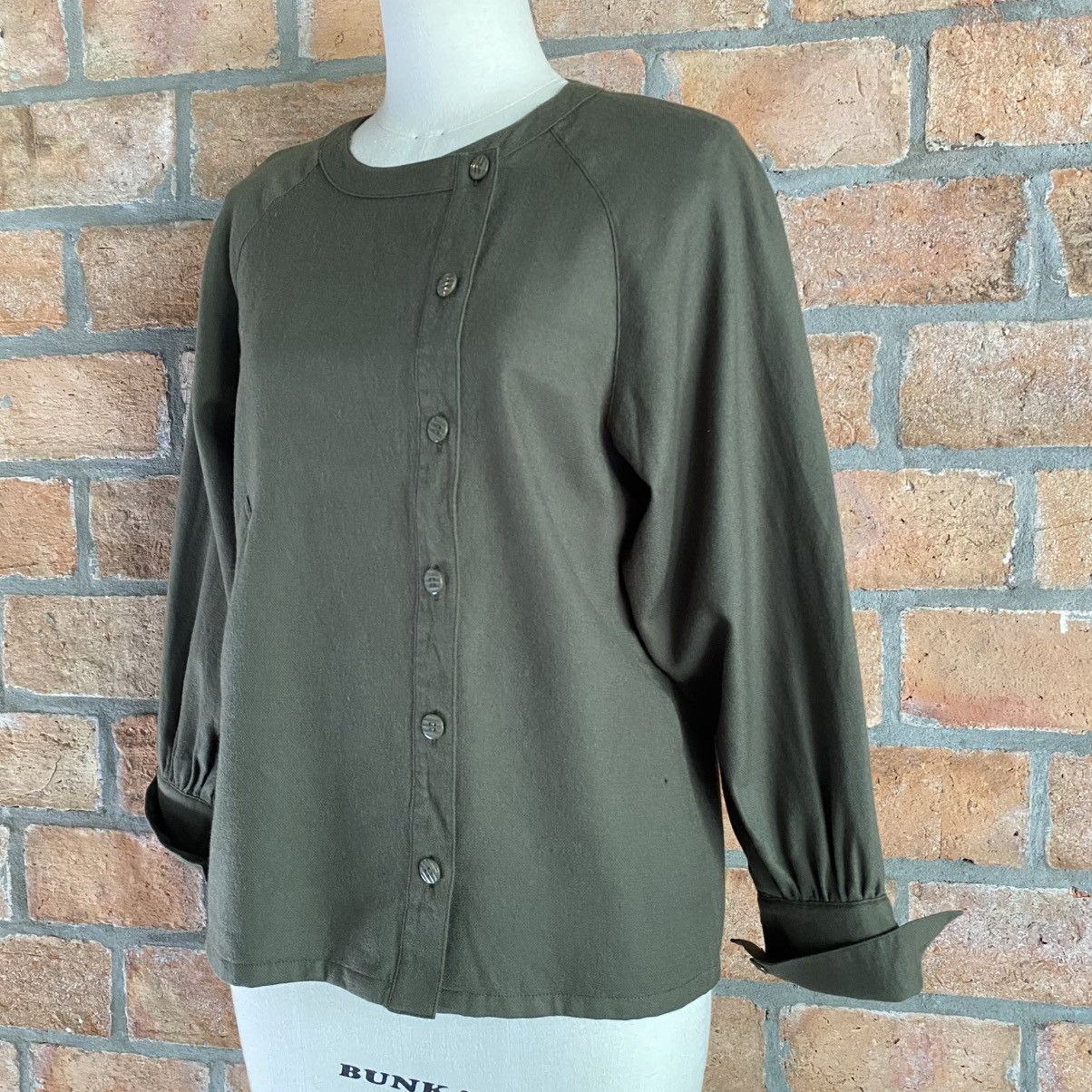 Karl Lagerfeld Karl Lagerfeld Khaki Asymmetrical Button Shirt Size M / US 6-8 / IT 42-44 - 1 Thumbnail