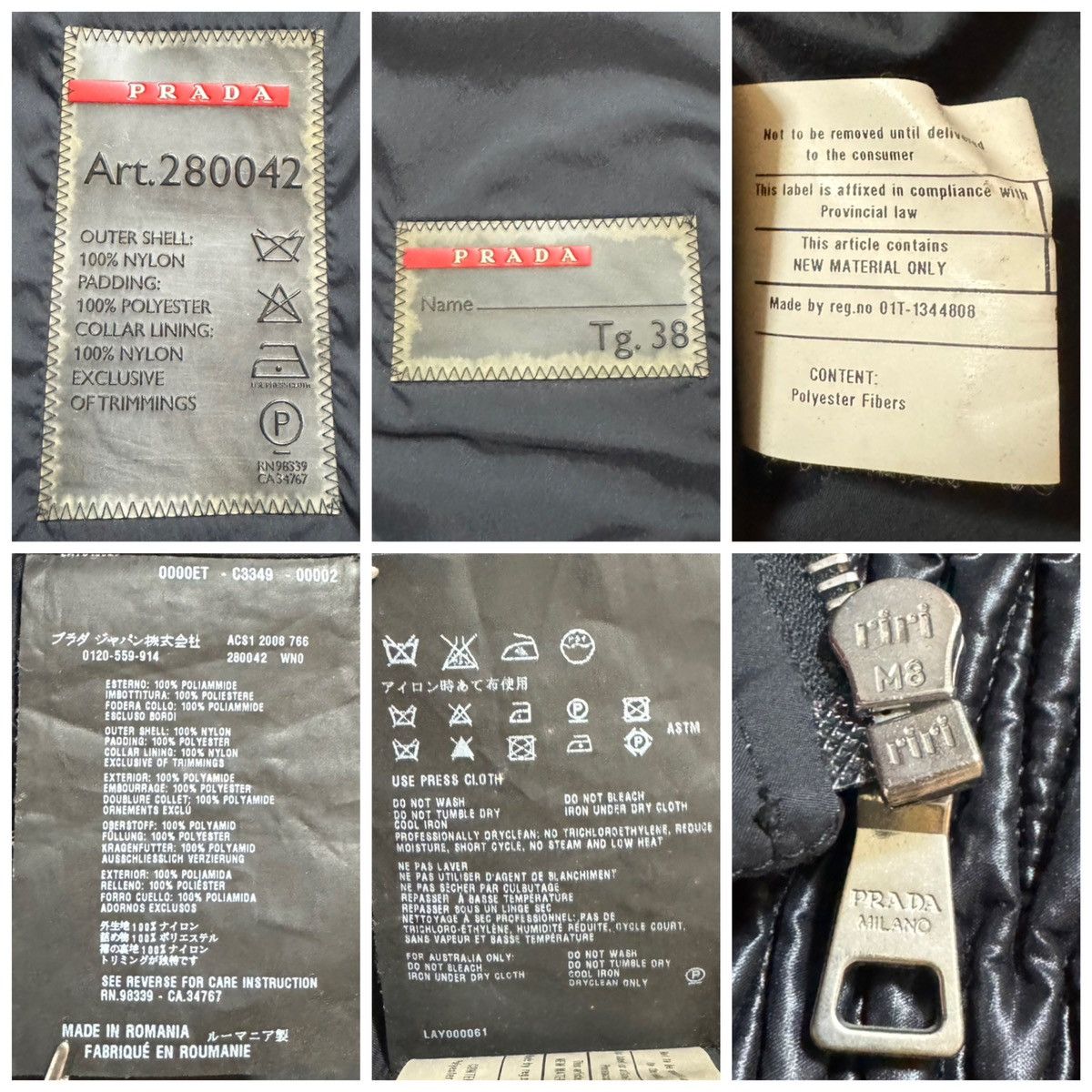 Prada Authentic Prada Sport Zip-Up Gathered Nylon Jacket Size XS / US 0-2 / IT 36-38 - 2 Thumbnail