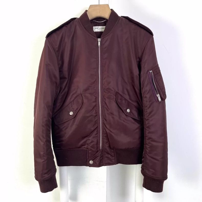 Saint Laurent Burgundy MA1 Flight Jacket