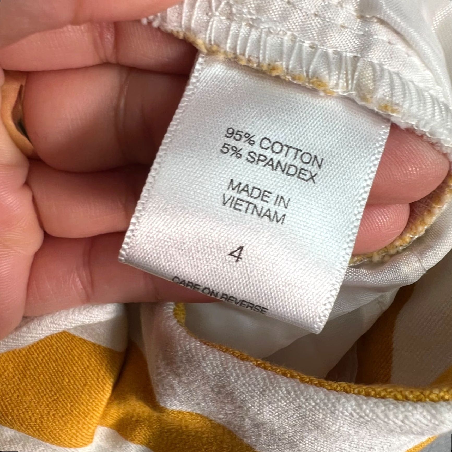 Vintage VINTAGE New York & Company Yellow & White Striped Stretch Pants Womens Size 4 Cropped Skinny Cotton Blend 26 in Inseam Womens Size 27" / US 4 / IT 40 - 4 Thumbnail