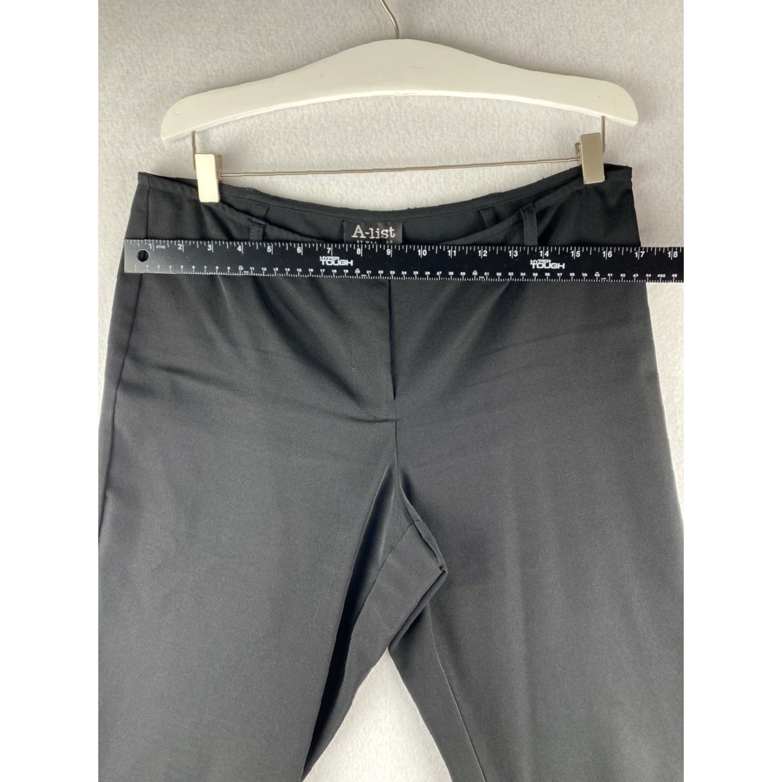 Vintage Wrapper Dress Pants Womens 14 Black Flat Front Polyester Spandex Blend Straight Leg Business Casual Formal Modern Waist 34 Inseam 31.5 in Size 36" / US 14 / IT 50 - 3 Thumbnail