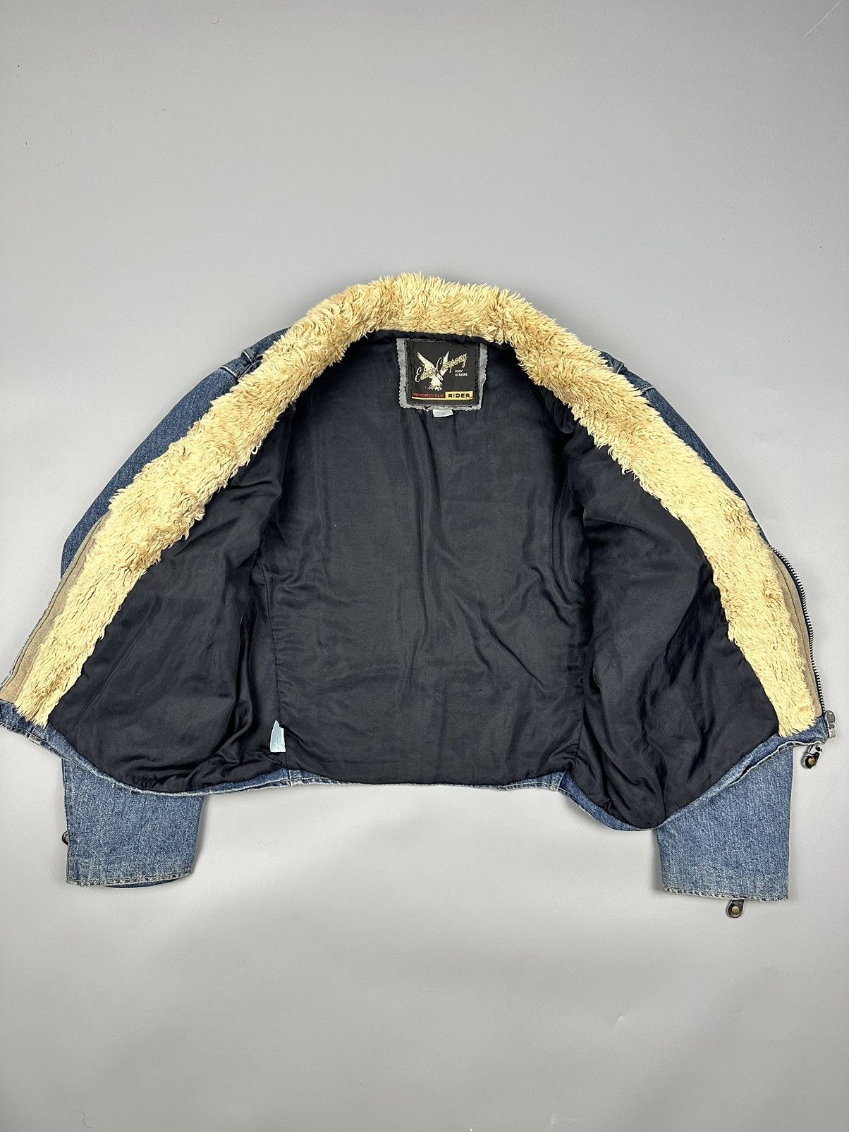 Edwin Vintage Edwin Rider Denim Jacket Beige Faux Fur Collar Size US M / EU 48-50 / 2 - 7 Thumbnail