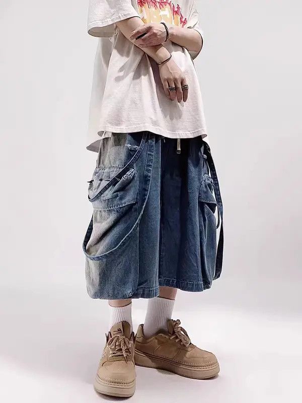 VIBE Vintage High Street Hip Hop Loose Fit Denim Shorts Size US 29 - 1 Thumbnail