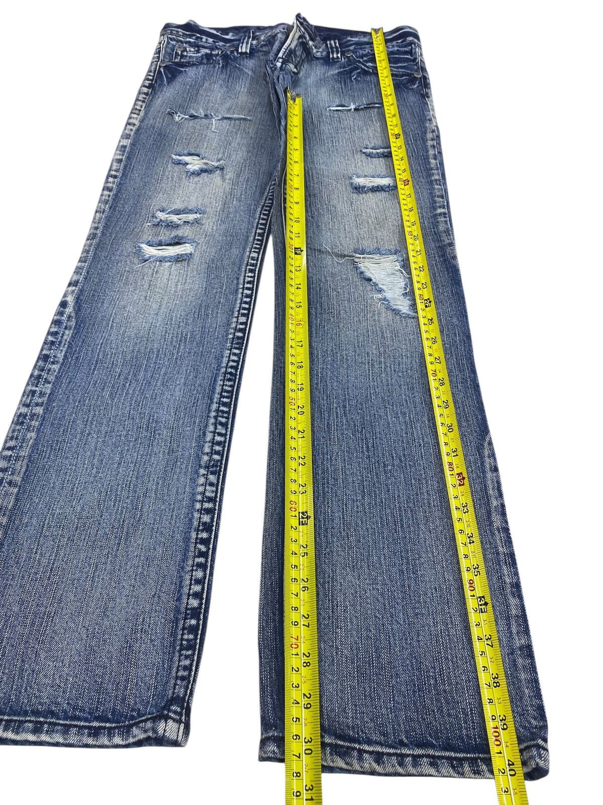 Japanese Brand Japanese Brand Acid Blue Wash Style Distressed Jeans Size US 32 / EU 48 - 7 Thumbnail