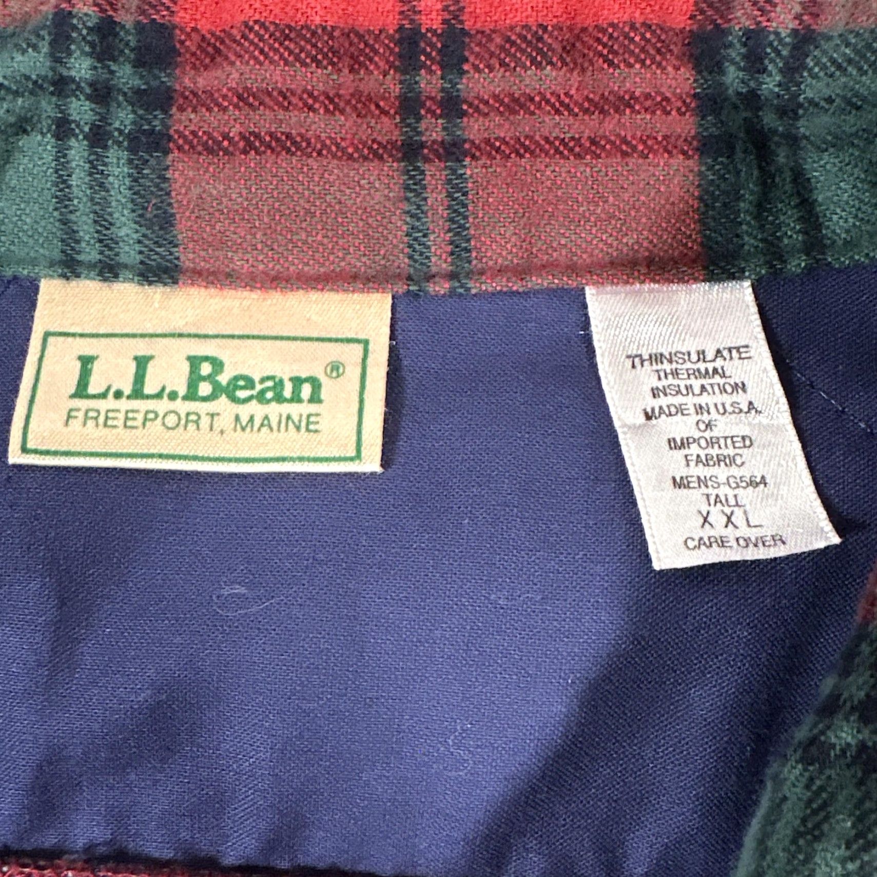 Vintage Vintage Yes L.L. Bean shirt Mens 2XL Tall VTG Big & Tall 2XLT Plaid Red Green Thinsulate Lined Flannel Shacket Button-Up Jacket Shirt Size US XXL / EU 58 / 5 - 4 Thumbnail
