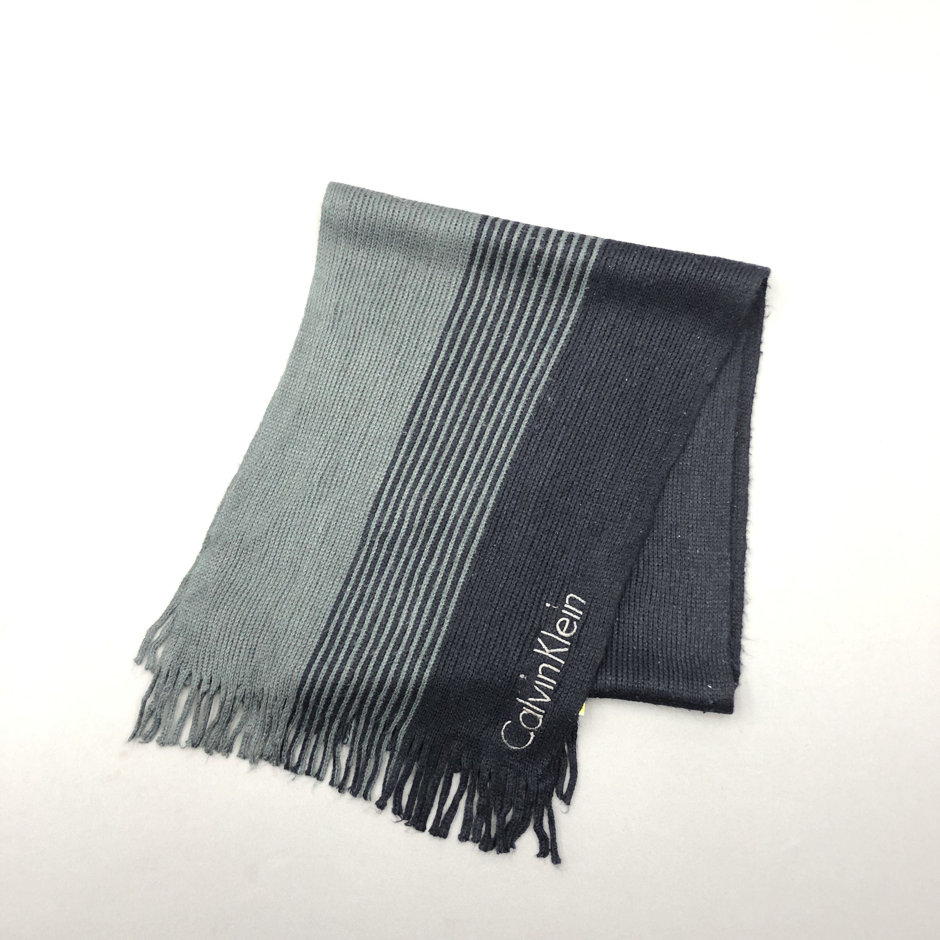 Calvin Klein Vintage Calvin Klein Scarf Ribbed Knit Fringe Wool Scarves Size ONE SIZE - 1 Thumbnail