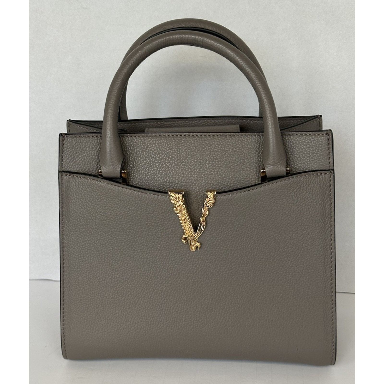 Versace Versace Virtus Grainy Calf Small Grey Top Handle Bag 1005960 Size ONE SIZE - 5 Thumbnail