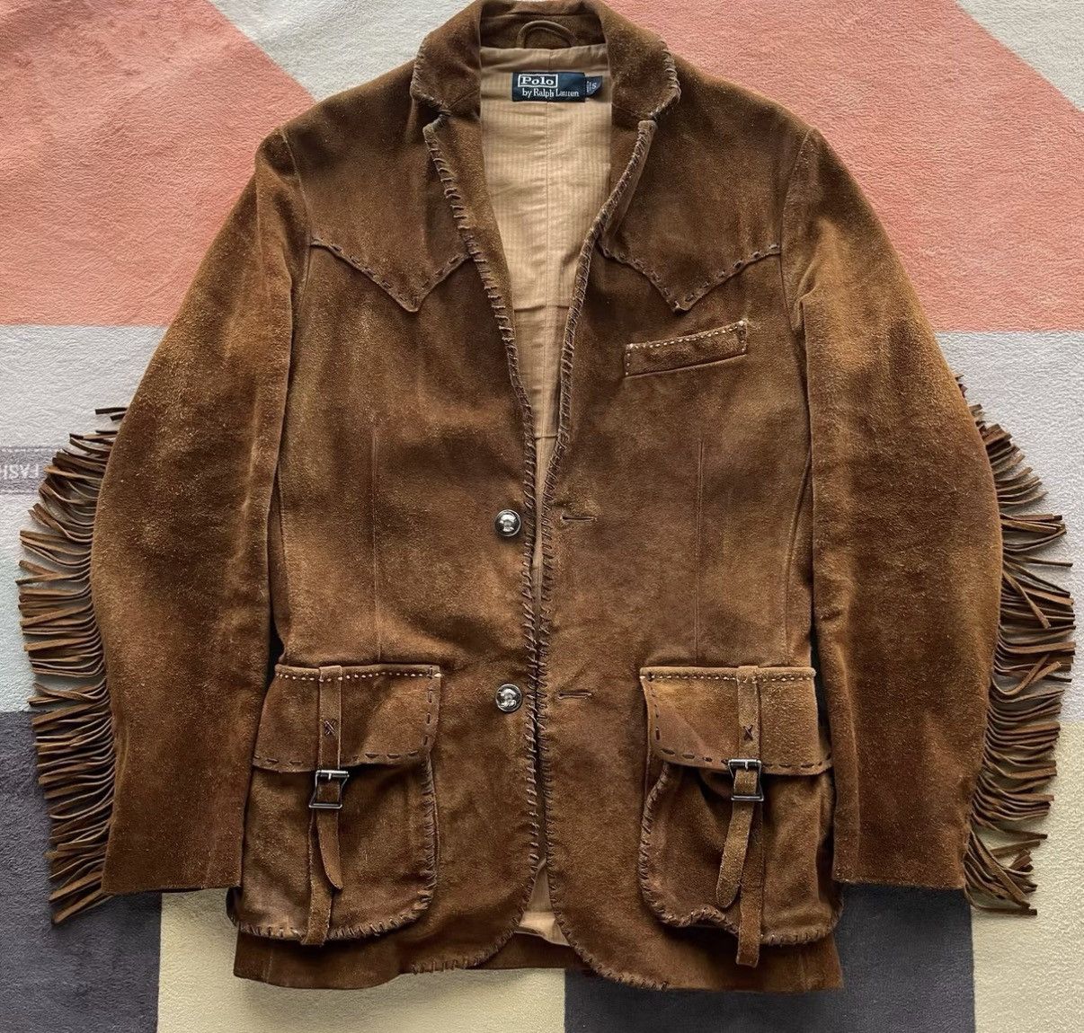 Polo Ralph Lauren RL Western Fringe Suede Jacket Ralph Lauren Polo K22 Size US S / EU 44-46 / 1 - 1 Thumbnail