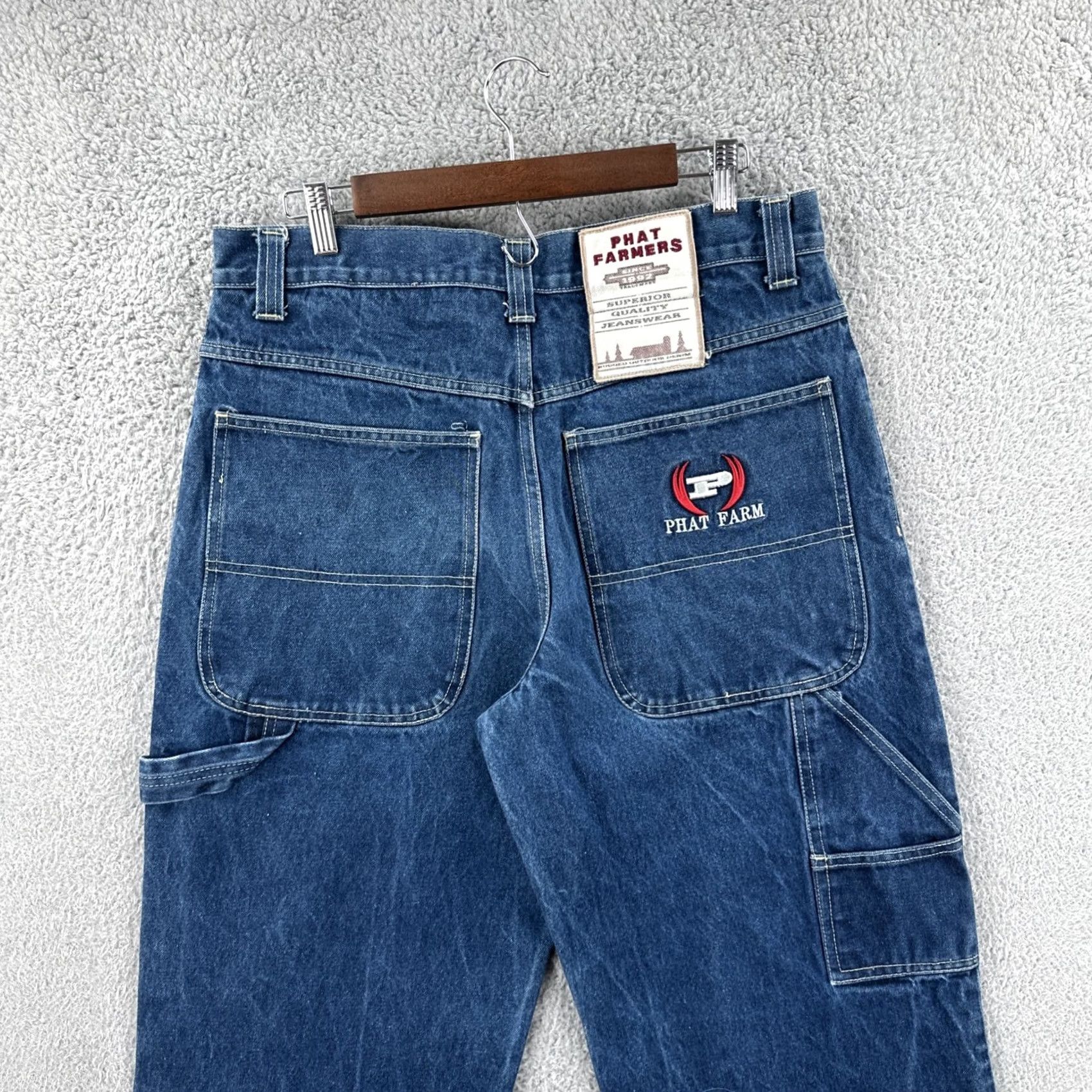Phat Farm VINTAGE Phat Farm Jeans Mens 36x30 Hip Hop 90s Baggy Wide-Leg Blue Denim Shirt? Size US 36 / EU 52 - 7 Thumbnail