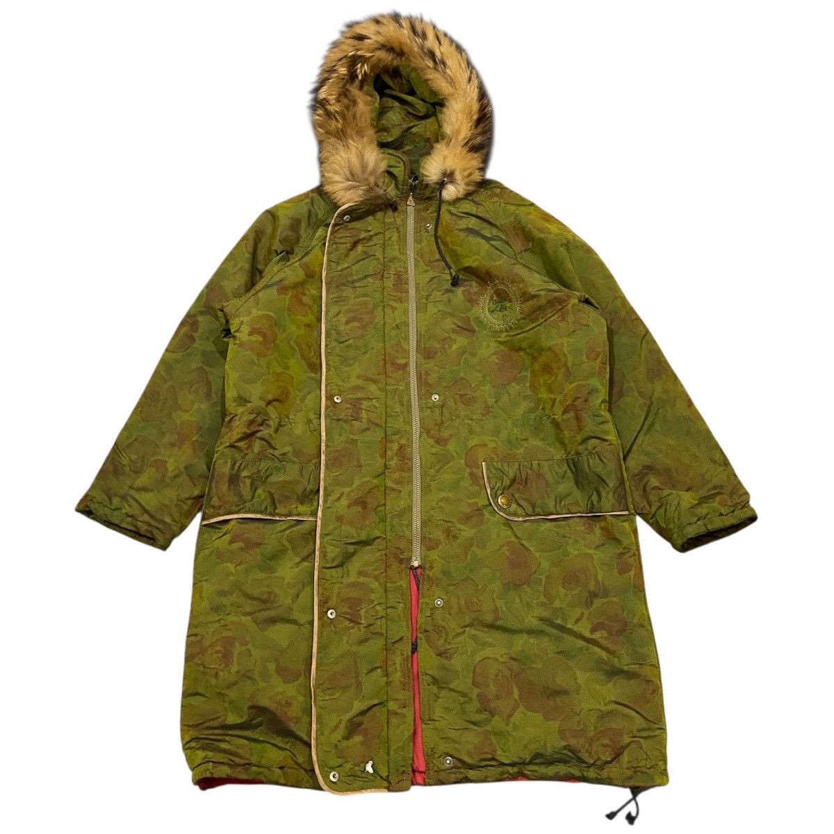 Japanese Brand Vintage 80s LUHTA Finland Camo Rose Parka - Faux Fur Hood Size US XL / EU 56 / 4 - 4 Thumbnail