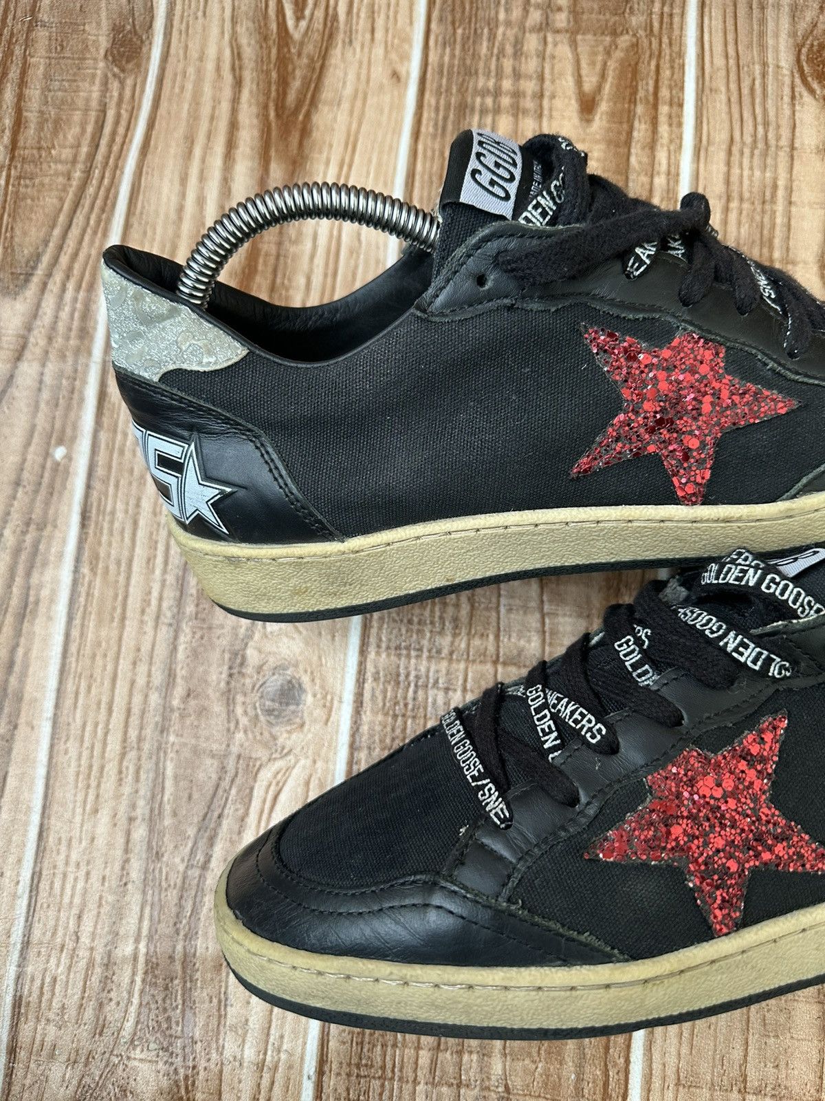 Golden Goose Golden Goose Ballstar Black Leather & Canvas Low Tops Size US 6 / EU 39 - 10 Thumbnail
