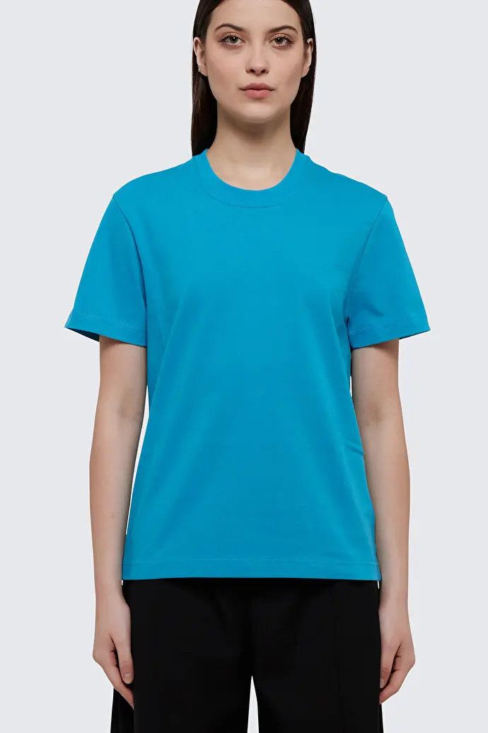 Bottega Veneta BOTTEGA VENETA Sunrise solid blue cotton t-shirt Medium q Size M / US 6-8 / IT 42-44 - 2 Thumbnail