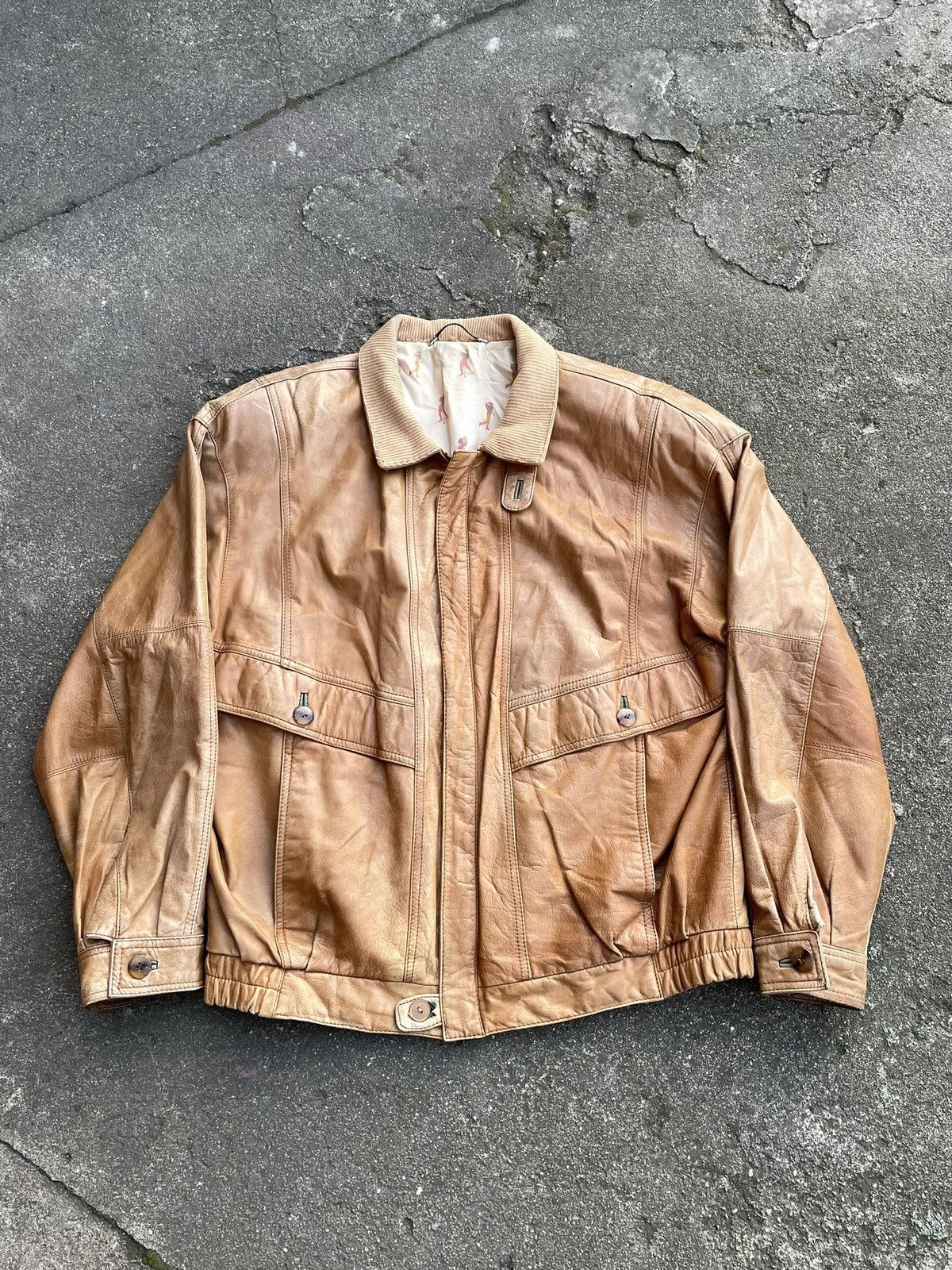 Vintage Washed Brown Retro 90s Genuine Real Leater Bomber Punk Rock Size US XL / EU 56 / 4 - 4 Thumbnail