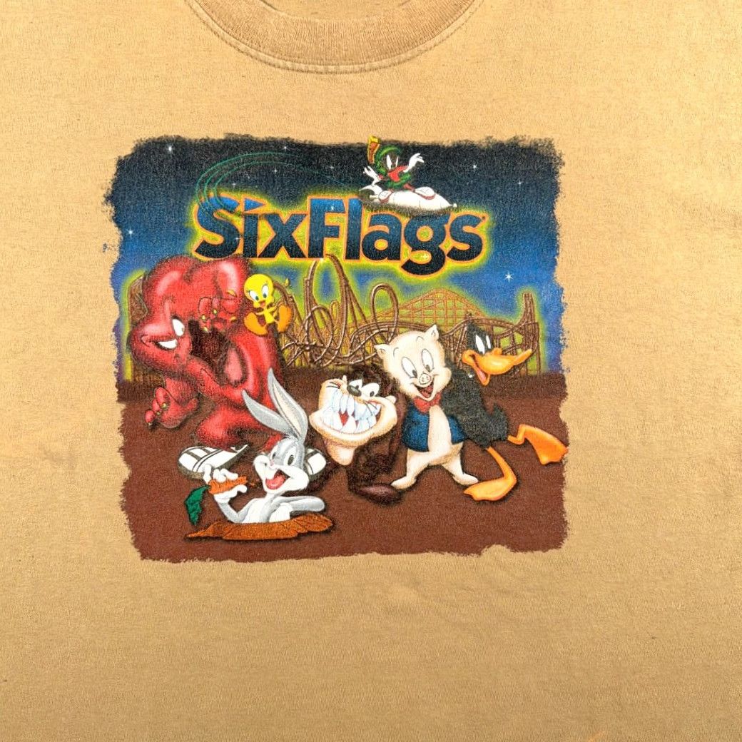 Vintage VINTAGE Six Flags Shirt Adult 2XL Brown T-Shirt Crew Neck Short Sleeve Cotton" Size US XXL / EU 58 / 5 - 2 Thumbnail