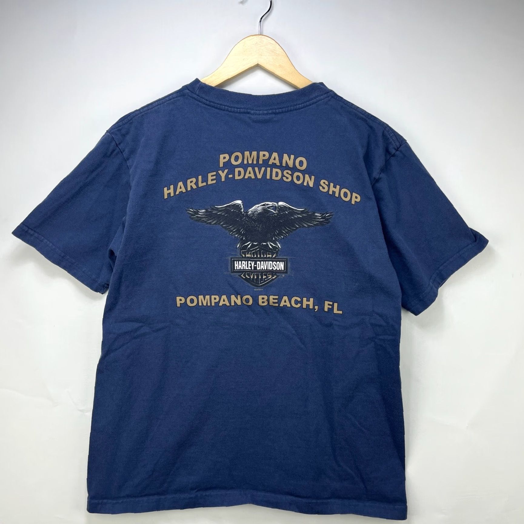 Harley Davidson VINTAGE Harley-Davidson T-Shirt Mens L Blue 90s Eagle Pompano Beach Florida USA Size US L / EU 52-54 / 3 - 2 Thumbnail