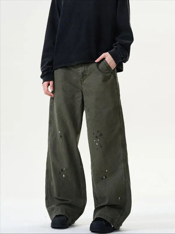 Japanese Brand nji American retro ink-splashed loose workwear jeans for men Size US 32 / EU 48 - 1 Thumbnail
