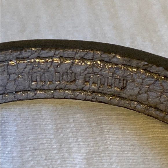 Miu Miu Miu Miu Silver Leather Bracelet with Rhinestone (7.5in) Size ONE SIZE - 2 Thumbnail