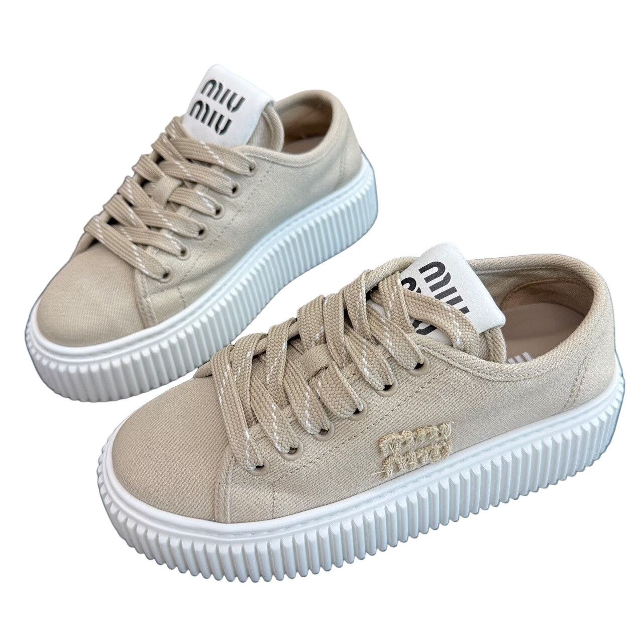 Miu Miu Miu Miu Canvas Platform Sneakers Size 35 Size US 5 / IT 35 - 1 Thumbnail