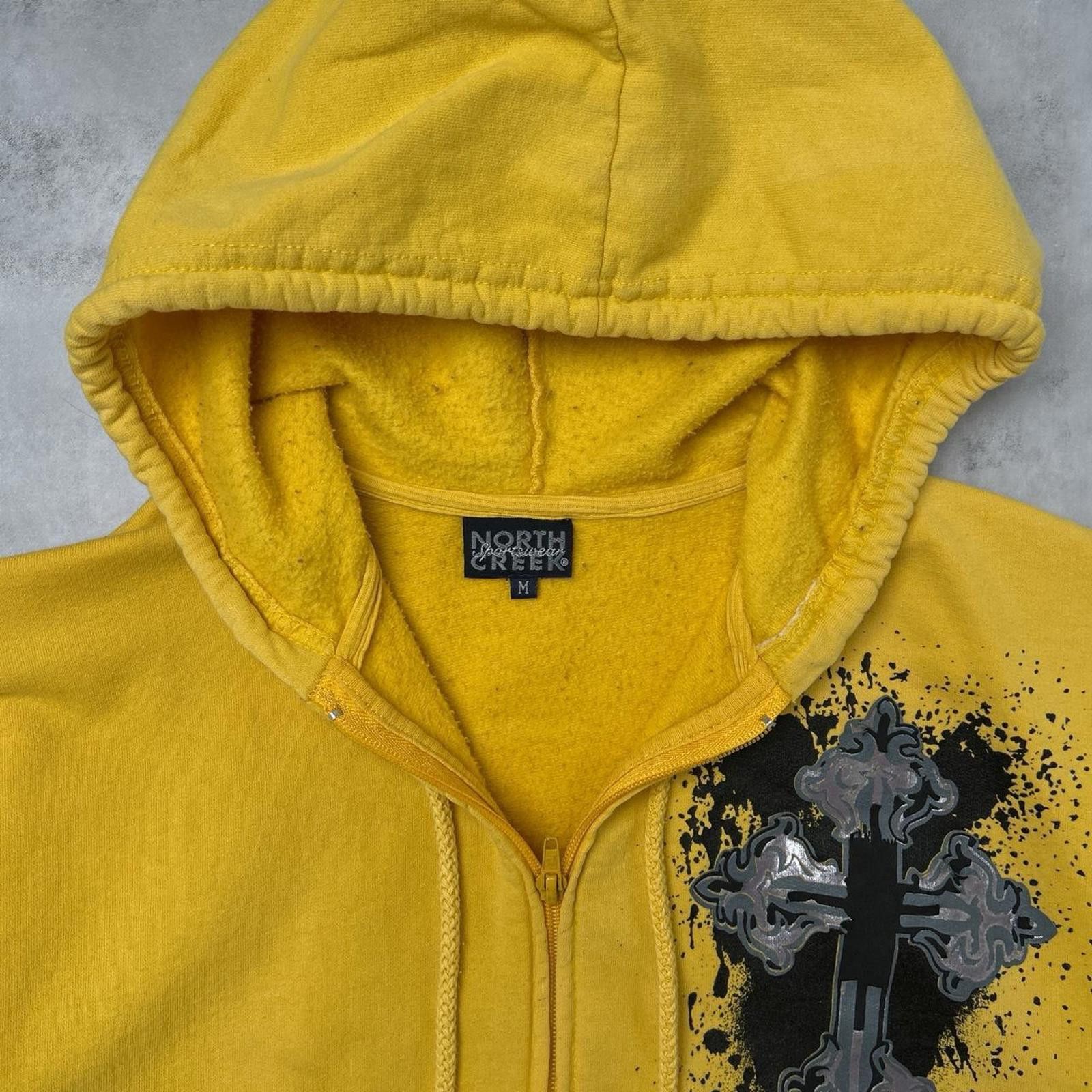 Other Y2K Gothic Cross 00s Yellow Hoodie Jacket Size US M / EU 48-50 / 2 - 3 Thumbnail