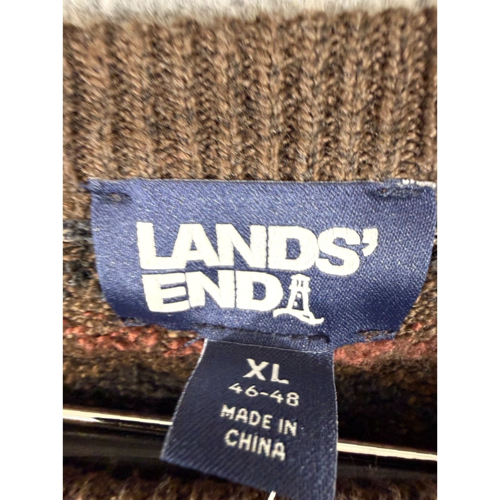 Lands' End Lands' End Sweater Mens XL Brown Fair Isle Long Sleeve Pullover Crew Neck NWT Holiday, Casual, Winter, Fall Mens Size US XL / EU 56 / 4 - 7 Thumbnail