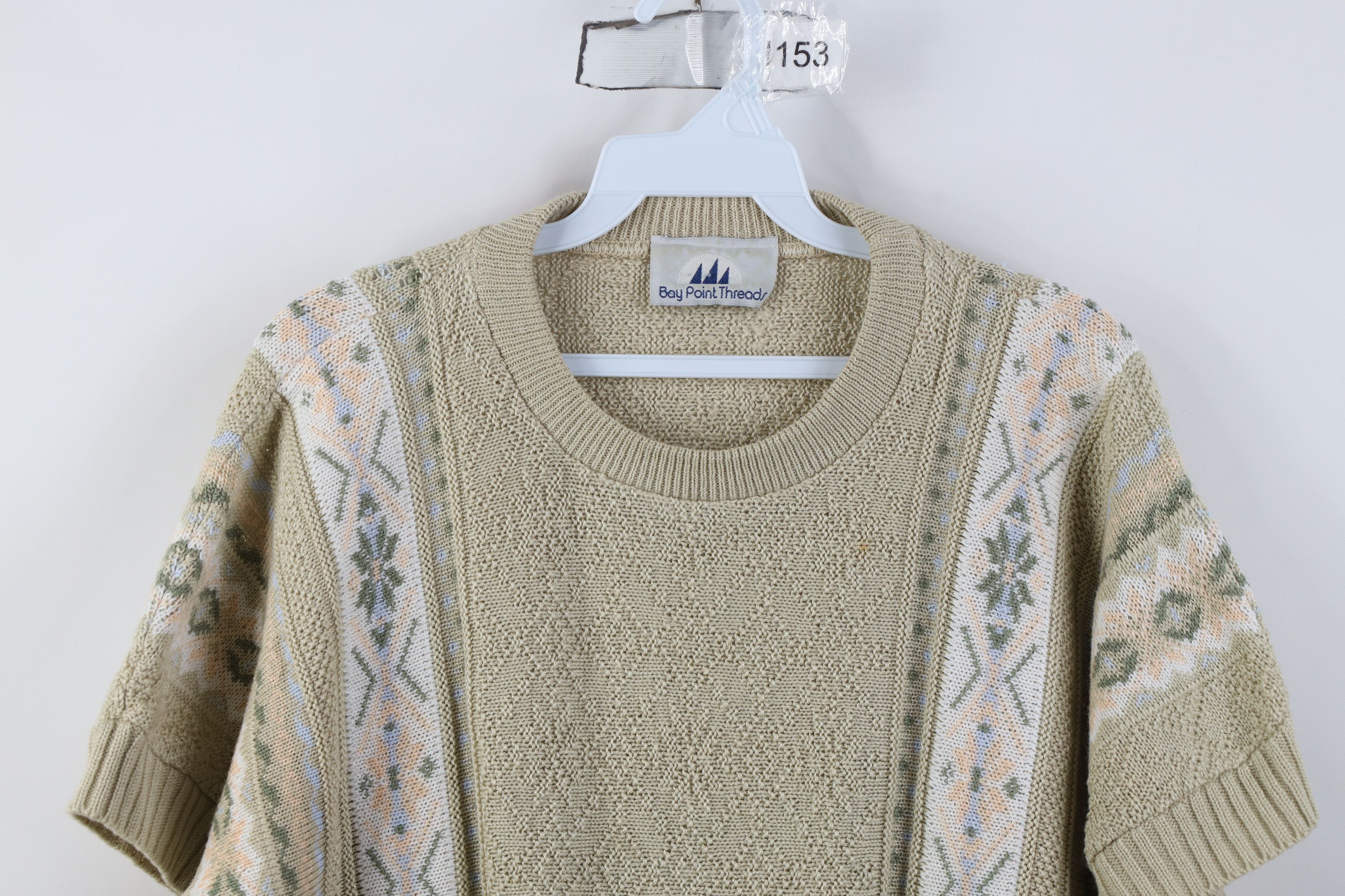 Vintage Vintage 90s Streetwear Fair Isle Knit Short Sleeve Sweater Size L / US 10 / IT 46 - 2 Thumbnail