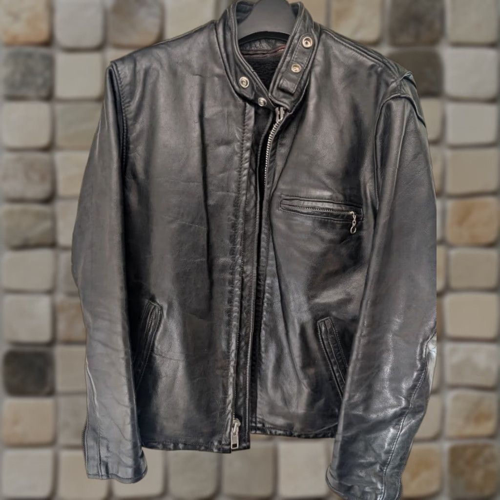 VINTAGE SCHOTT Leather Jacket Men 36 Black USA Made From JAPAN 141