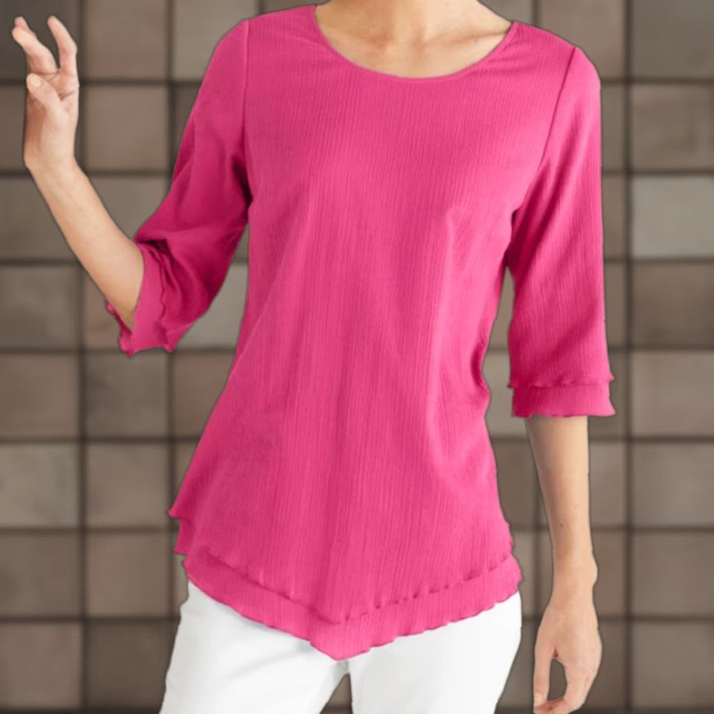 Soft Surroundings Soft Surroundings Tunic Shirt Womens Gauze Siesta Key Peacock Pink M 10-12 Casual Bohemian Beach Breathable Lightweight 3/4 Sleeve Scoop Neck Womens Size M / US 6-8 / IT 42-44 - 1 Thumbnail
