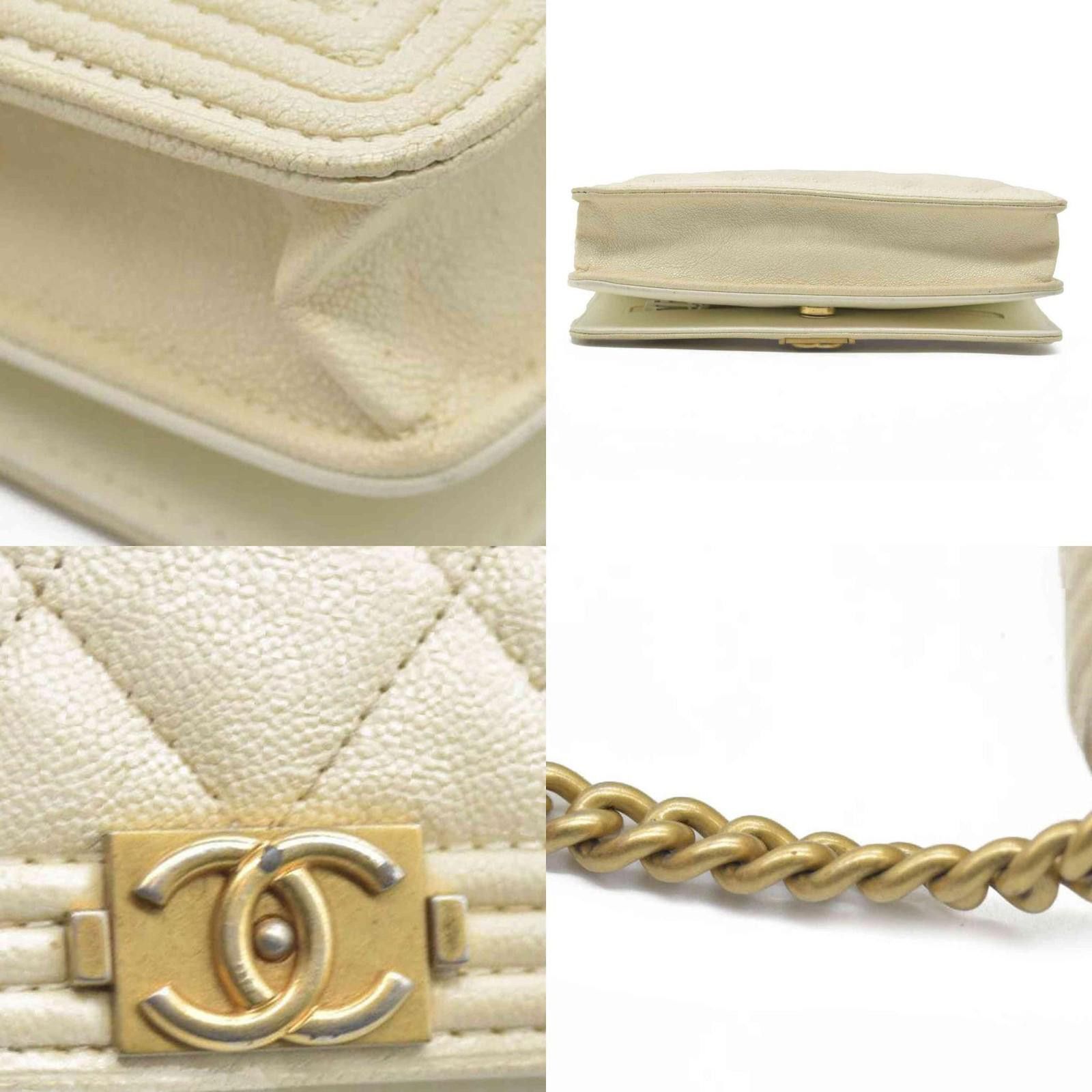 Chanel $3425 Chanel Caviar Quilted Boy Wallet On Chain WOC White Size ONE SIZE - 4 Thumbnail